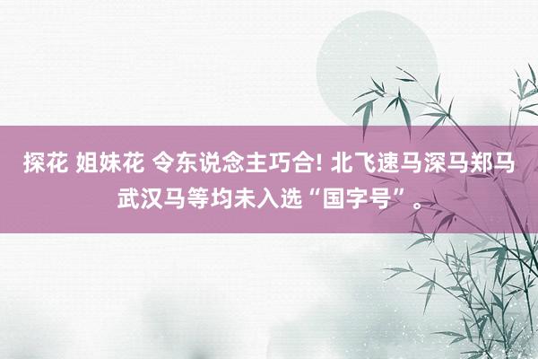 探花 姐妹花 令东说念主巧合! 北飞速马深马郑马武汉马等均未入选“国字号”。